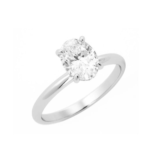 1.25ct Moissanite Oval Hidden Halo 14K White Gold Engagement Ring