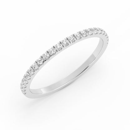 14K White Gold Round Pave Half Shank Moissanite Wedding Band