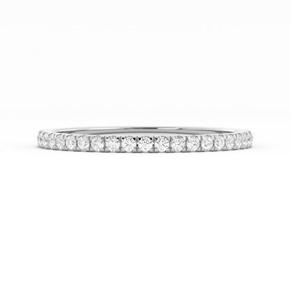 14K White Gold Round Pave Half Shank Moissanite Wedding Band
