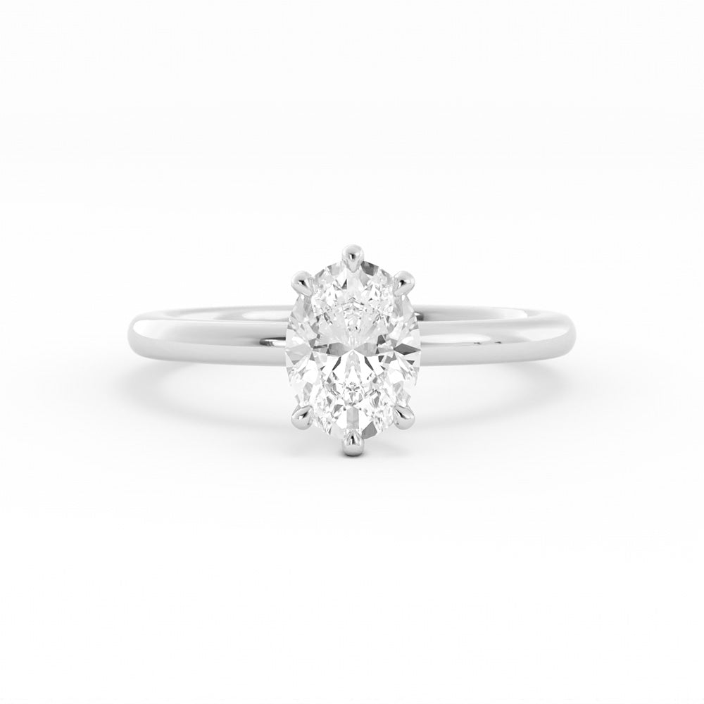 Oval Moissanite Solitaire Engagement Ring