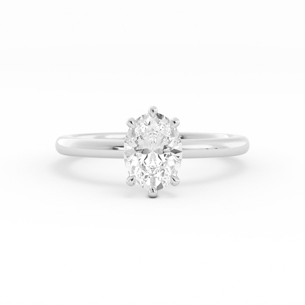 1.25ct Moissanite Oval Solitaire 14K White Gold Engagement Ring