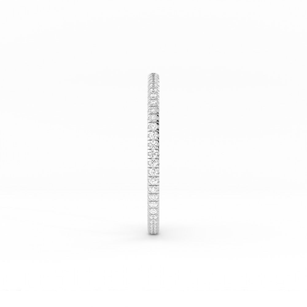 14K White Gold Round Natural Diamond Eternity 1.7mm Wedding Band