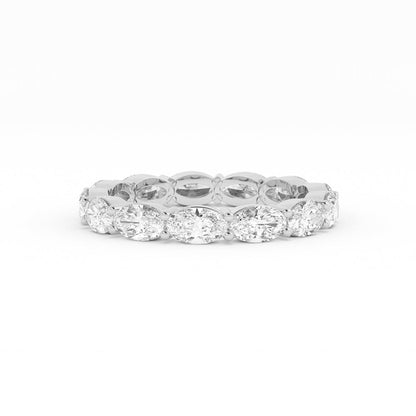 14K White Gold Natural Diamond Oval Eternity 2.67mm Wedding Band