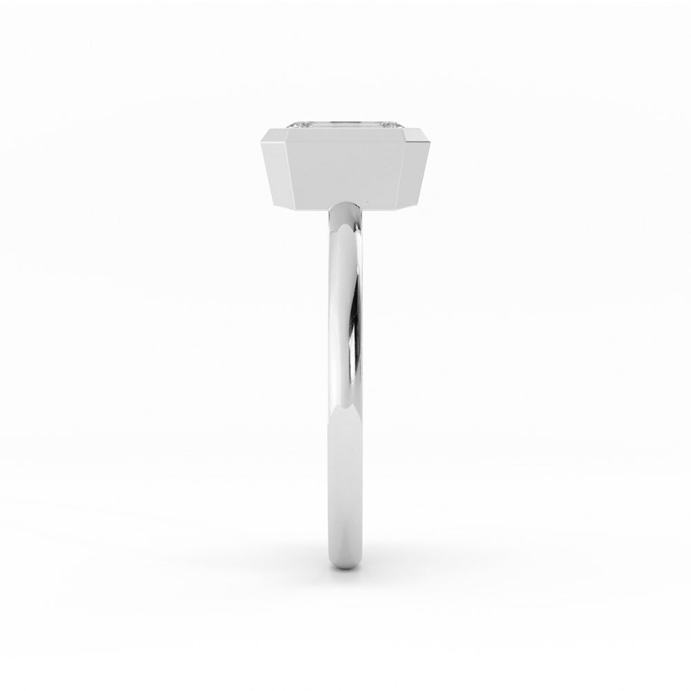 1.0ct Moissanite Emerald North South Solitaire 14K White Gold Engagement Ring