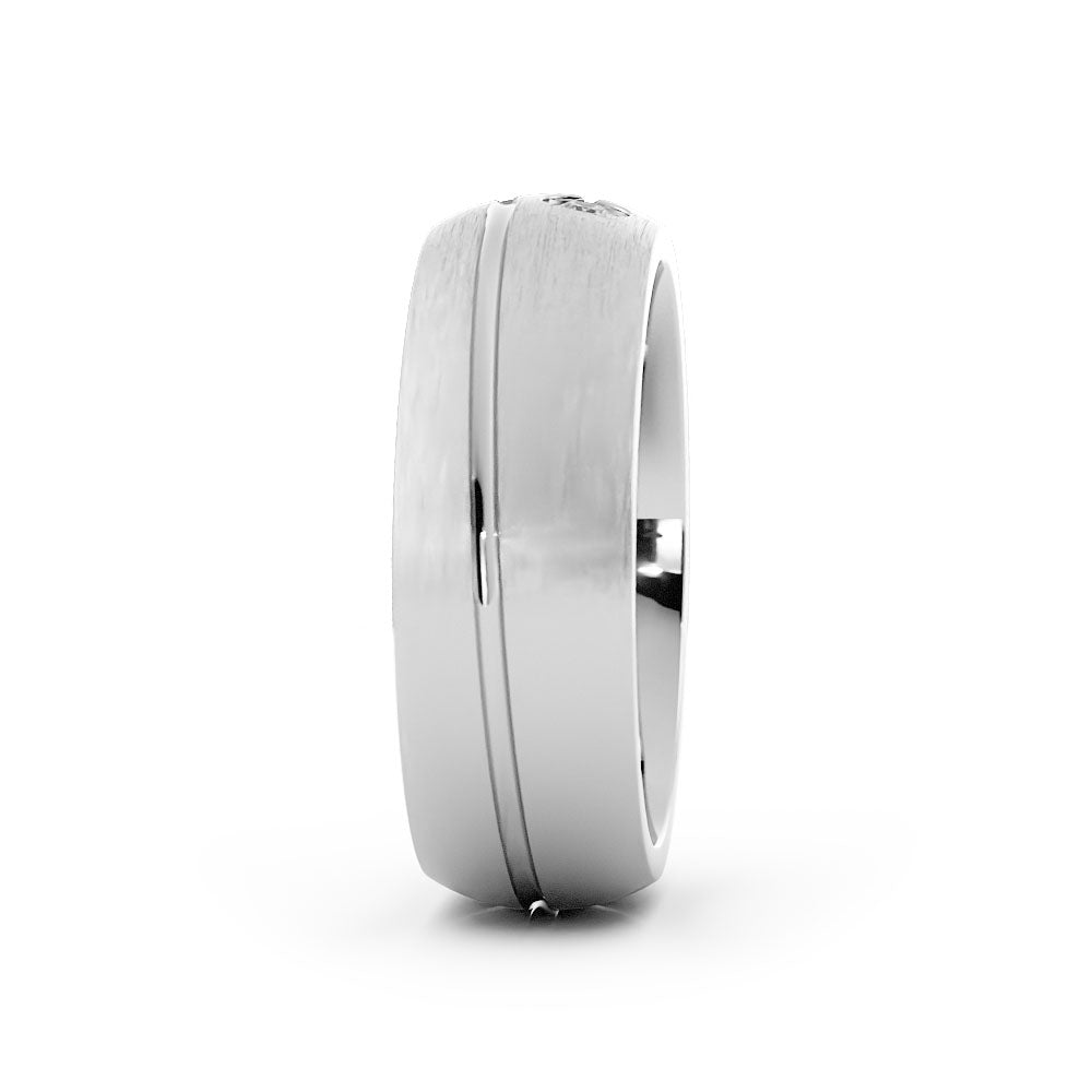14K White Gold Round Offset Lab Grown Diamond Wedding Band