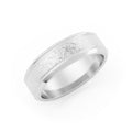 14K White Gold Scratch Outside Groove with Beveled Edge 6mm Wedding Band