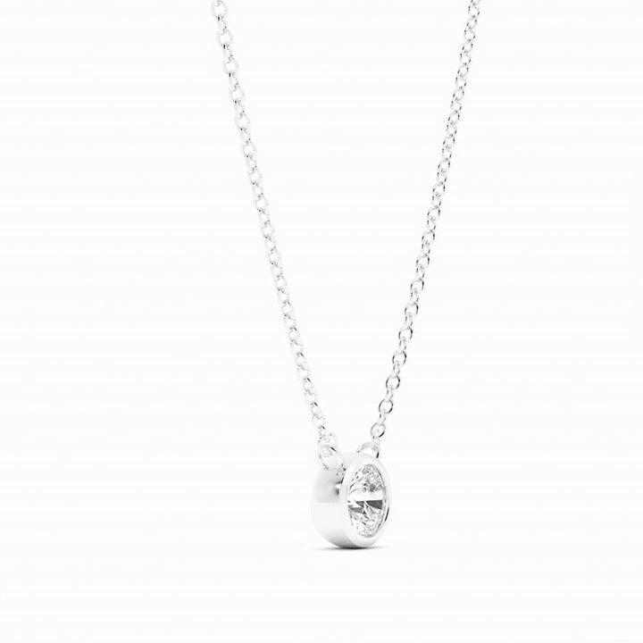0.5ct Lab Grown Diamond Round Bezel Solitiare 14K White Gold Necklace