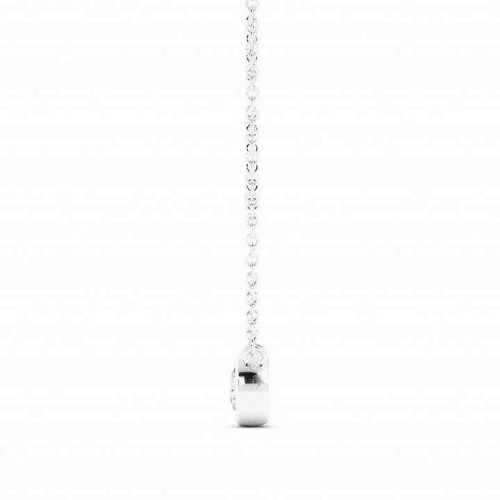 0.5ct Lab Grown Diamond Round Bezel Solitiare 14K White Gold Necklace