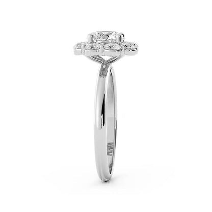 1.0ct Moissanite Round Halo 14K White Gold Engagement Ring