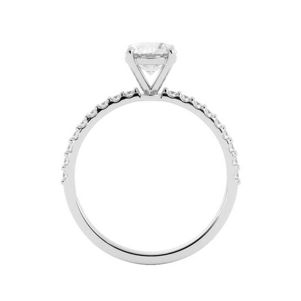1.0ct Moissanite Pave Accent 14K White Gold Engagement Ring
