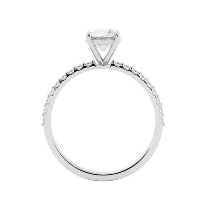 1.0ct Moissanite Pave Accent 14K White Gold Engagement Ring