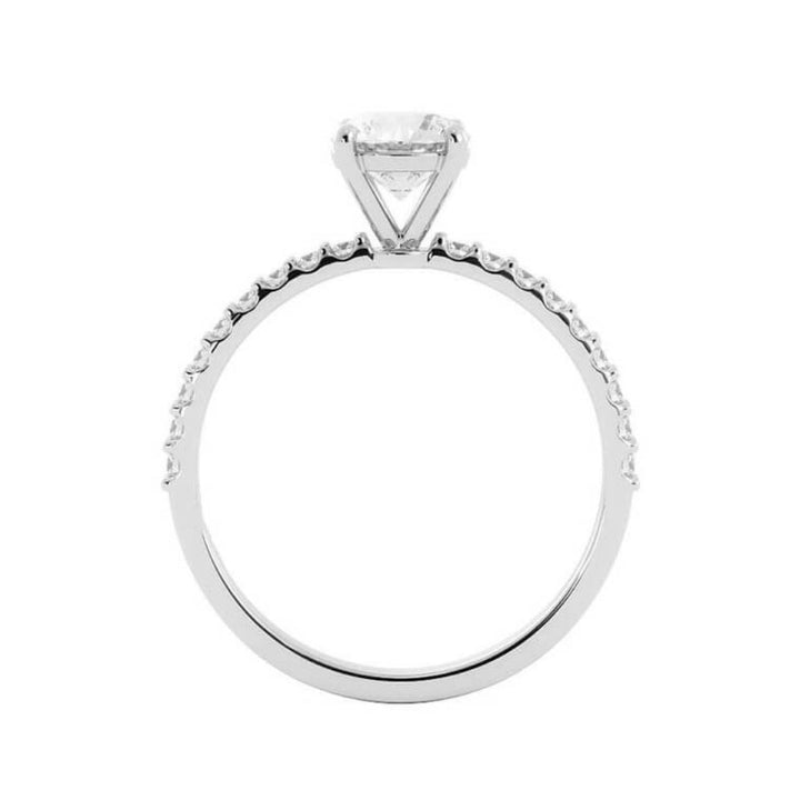 1.0ct Moissanite Pave Accent 14K White Gold Engagement Ring