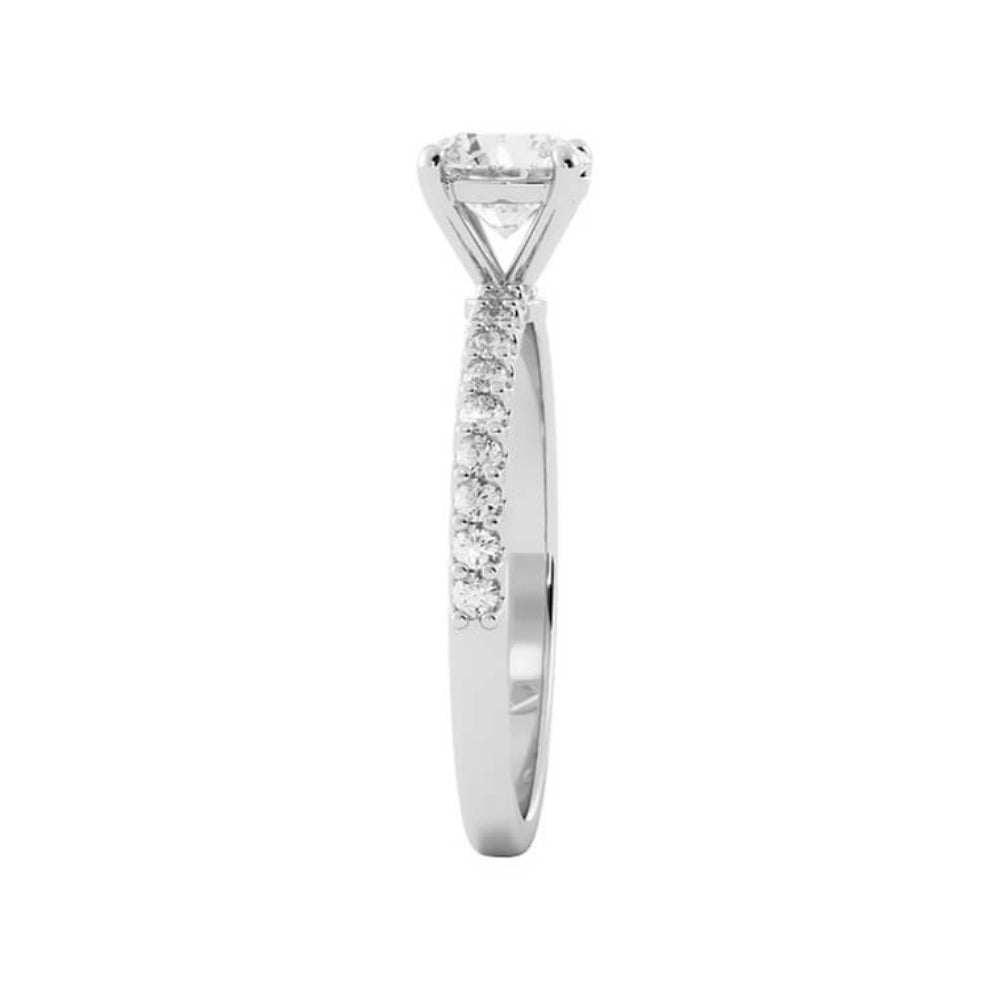 1.0ct Moissanite Pave Accent 14K White Gold Engagement Ring