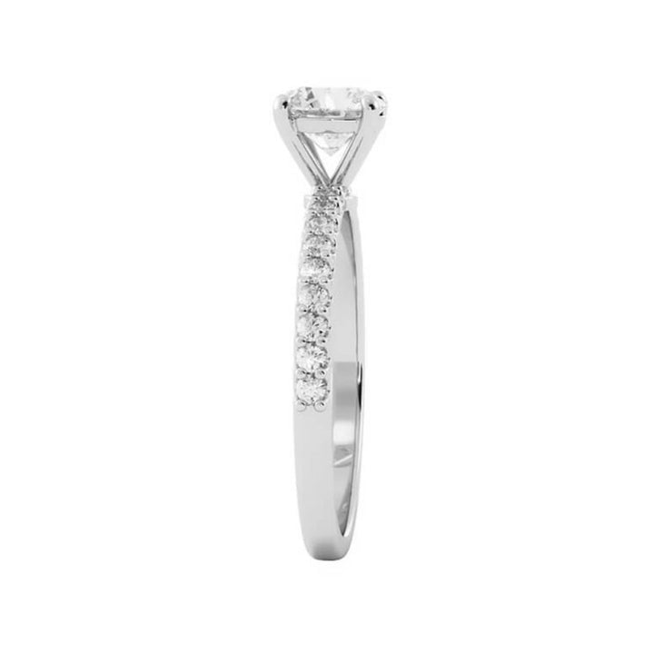 1.0ct Moissanite Pave Accent 14K White Gold Engagement Ring