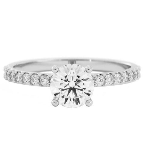 1.0ct Moissanite Pave Accent 14K White Gold Engagement Ring