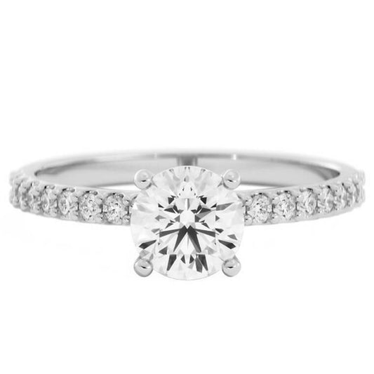 1.0ct Moissanite Pave Accent 14K White Gold Engagement Ring