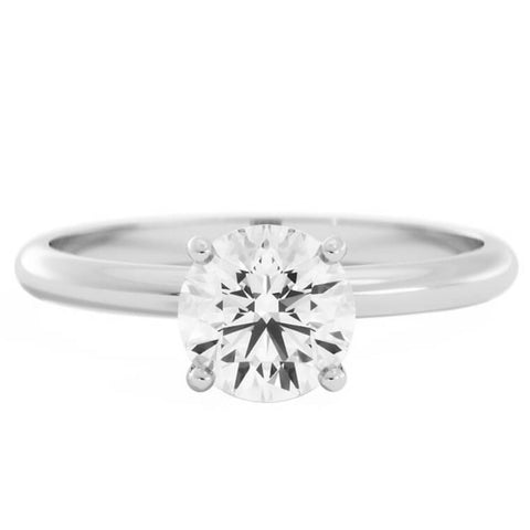 1.0ct Moissanite Round Solitaire 14K White Gold Engagement Ring