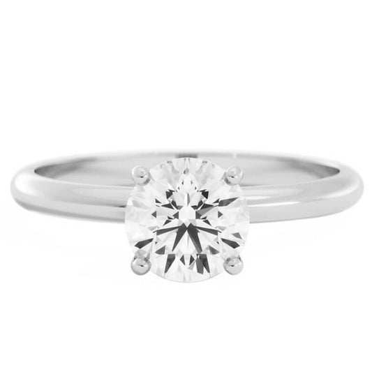1.0ct Moissanite Round Solitaire 14K White Gold Engagement Ring