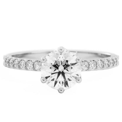 1.0ct Moissanite Pave Solitaire 14K White Gold Engagement Ring