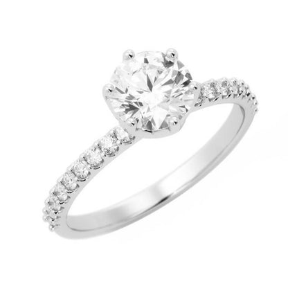 1.0ct Moissanite Pave Solitaire 14K White Gold Engagement Ring