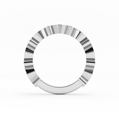 14K White Gold Round Three Quarter Alternating Eyelet Natural Diamond Wedding Band