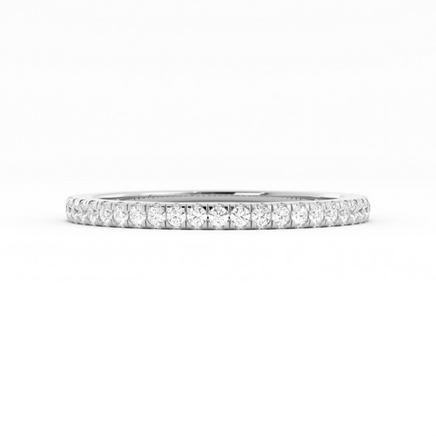 14K White Gold Round Three Quarter Pave Lab Grown Diamond Wedding Band