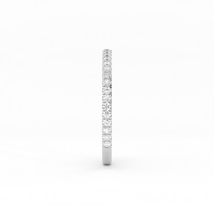14K White Gold Round Three Quarter Pave Natural Diamond Wedding Band