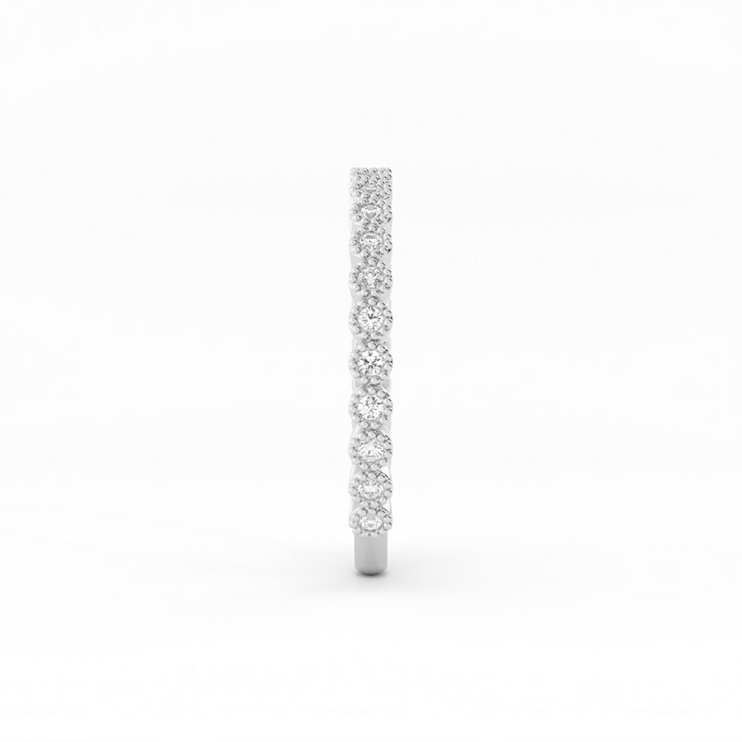 14K White Gold Round Three Quarter Milgrain Lab Grown Diamond Wedding Band