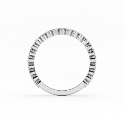 14K White Gold Round Three Quarter Milgrain Natural Diamond Wedding Band