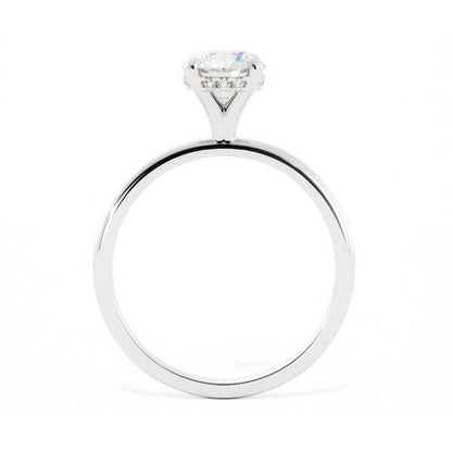 1.0ct Moissanite Round Hidden Halo 14K White Gold Engagement Ring