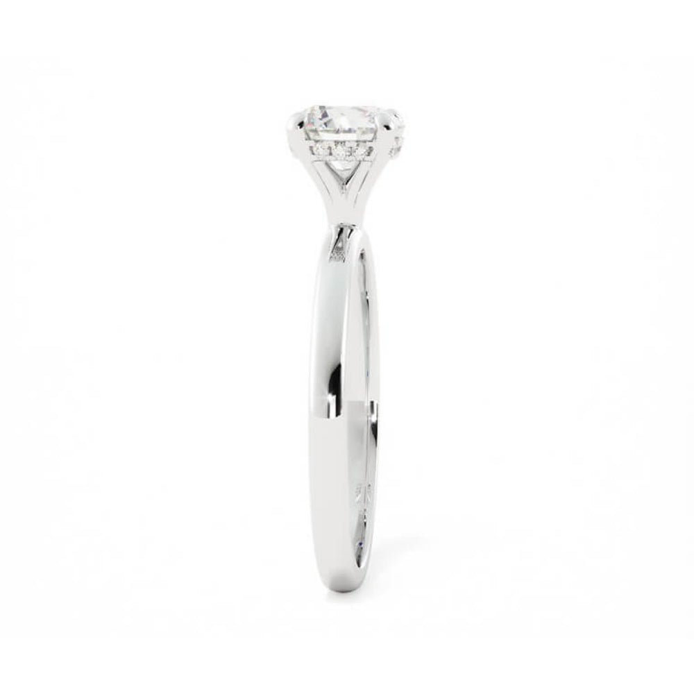 1.0ct Moissanite Round Hidden Halo 14K White Gold Engagement Ring