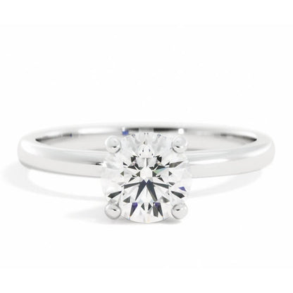 1.0ct Moissanite Round Hidden Halo 14K White Gold Engagement Ring