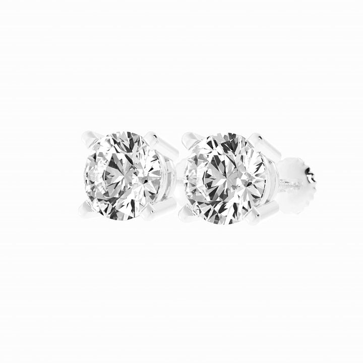 3.87ct Moissanite Round Large Stud 14K White Gold Earring