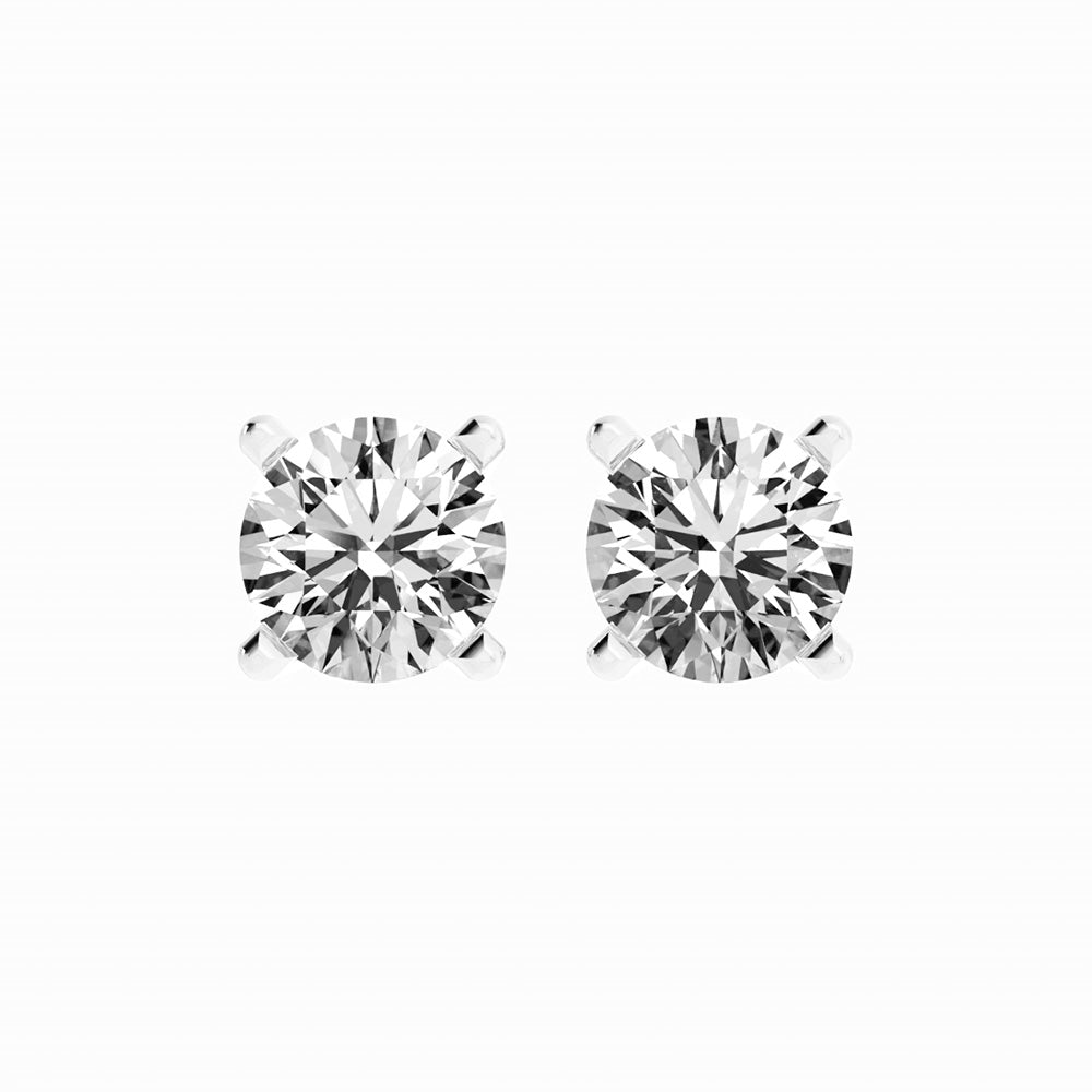 3.87ct Moissanite Round Large Stud 14K White Gold Earring