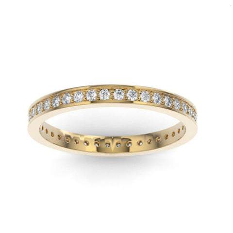 14K Yellow Gold Round Eternity Lab Grown Diamond Wedding Band