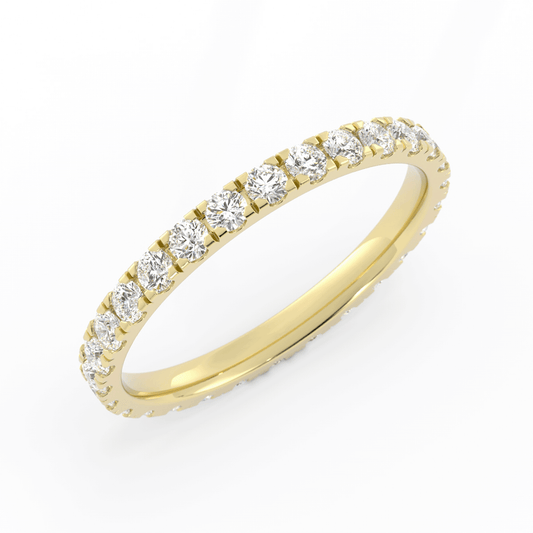14K Yellow Gold Round Eternity Lab Grown Diamond Wedding Band