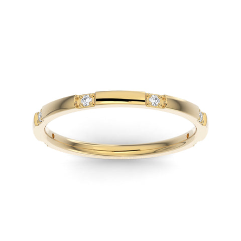 14K Yellow Gold Six Spaced Stone Lab Grown Diamond Wedding Band