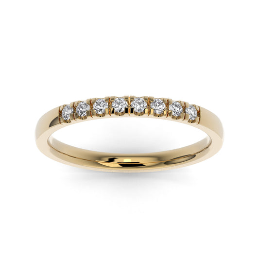 14K Yellow Gold Pave Eight Stone Lab Grown Diamond Wedding Band