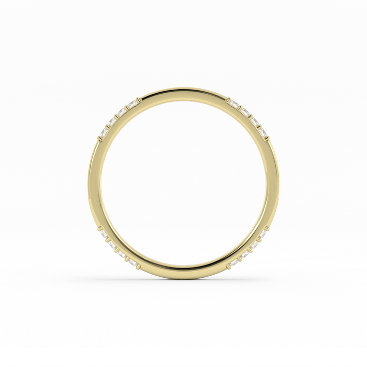 14K Yellow Gold Round 16 Grouped Natural Diamond Wedding Band