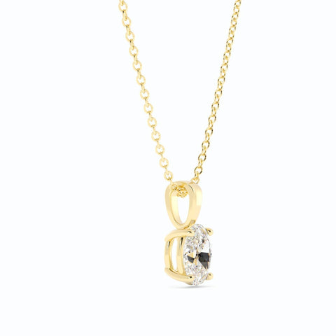 1.0ct Lab Grown Diamond Solitaire Oval 14K Yellow Gold Necklace