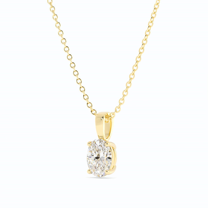 14k Yellow Gold 1 ct. Solitaire Oval Lab Grown Diamond Necklace-3