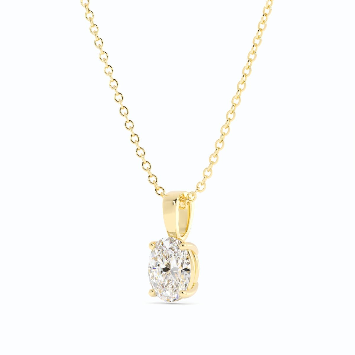 1.0ct Lab Grown Diamond Solitaire Oval 14K Yellow Gold Necklace
