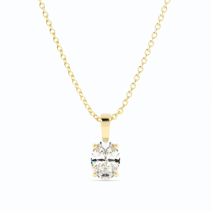 1.0ct Lab Grown Diamond Solitaire Oval 14K Yellow Gold Necklace