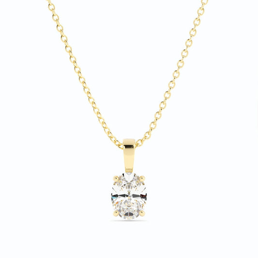 1.0ct Moissanite Solitaire Oval 14K Yellow Gold Necklace