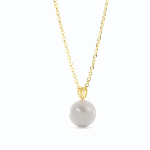 2.0ct Pearl Solitaire Pendant Akoya 14K Yellow Gold Necklace