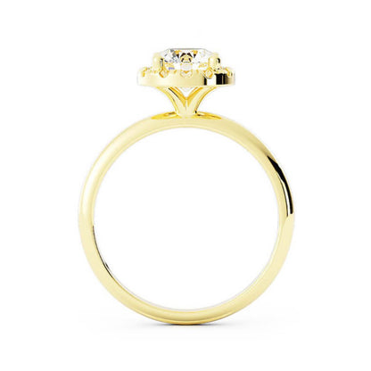 1.0ct Moissanite Round Halo 14K Yellow Gold Engagement Ring