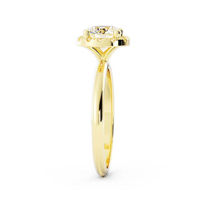 1.0ct Moissanite Round Halo 14K Yellow Gold Engagement Ring