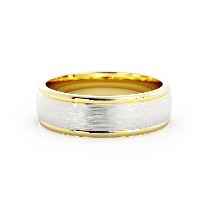 Satin Two-Tone Elevated Center 6mm Wedding Band