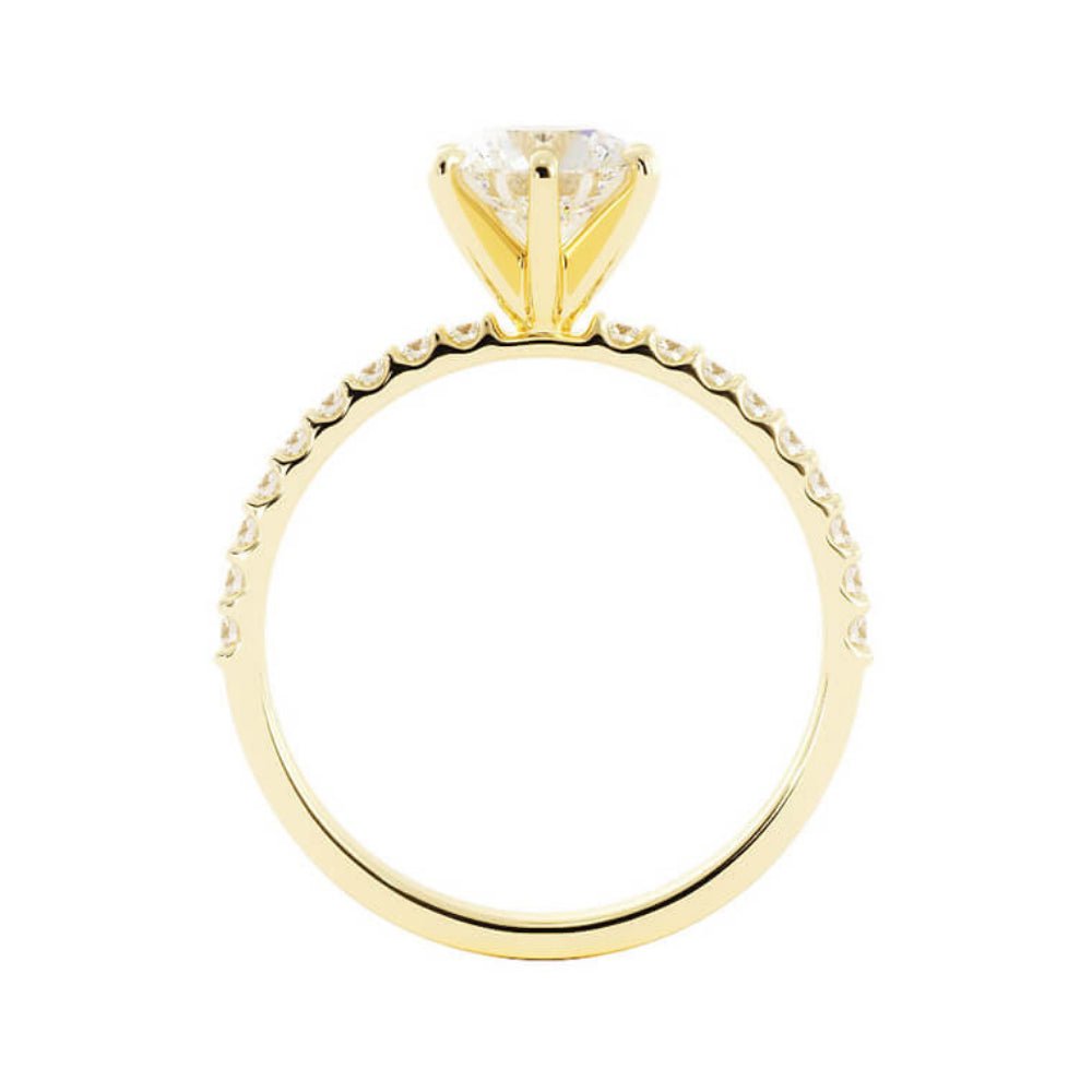 1.0ct Moissanite Pave Accent 14K Yellow Gold Engagement Ring