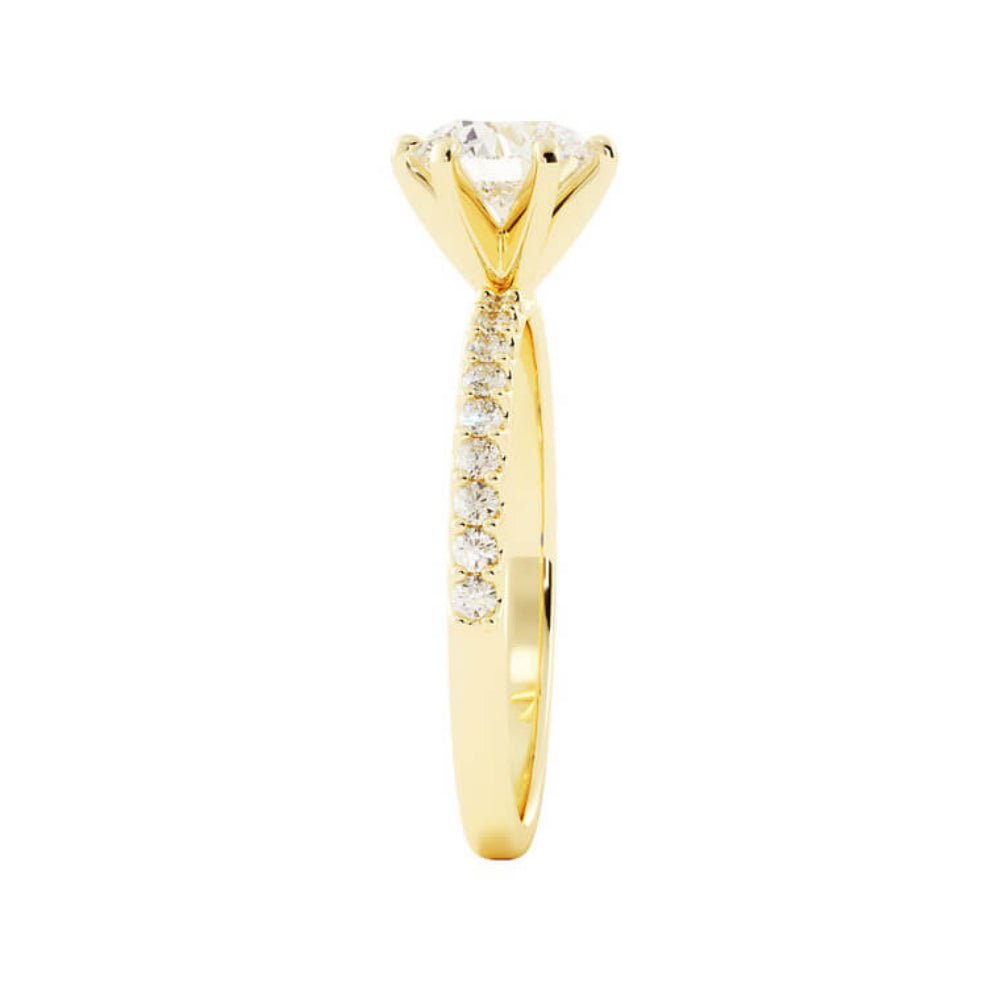 1.0ct Moissanite Pave Accent 14K Yellow Gold Engagement Ring
